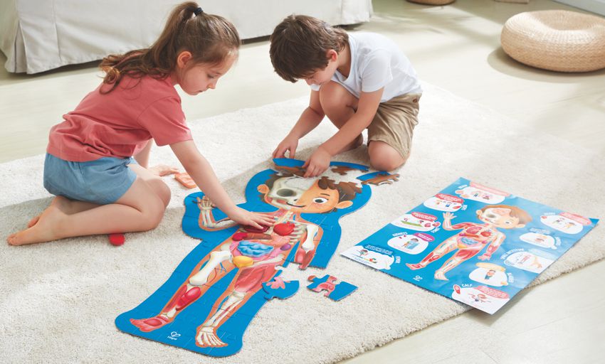 Bodenpuzzle Mein Körper 100 x 50 cm, 61 Teile